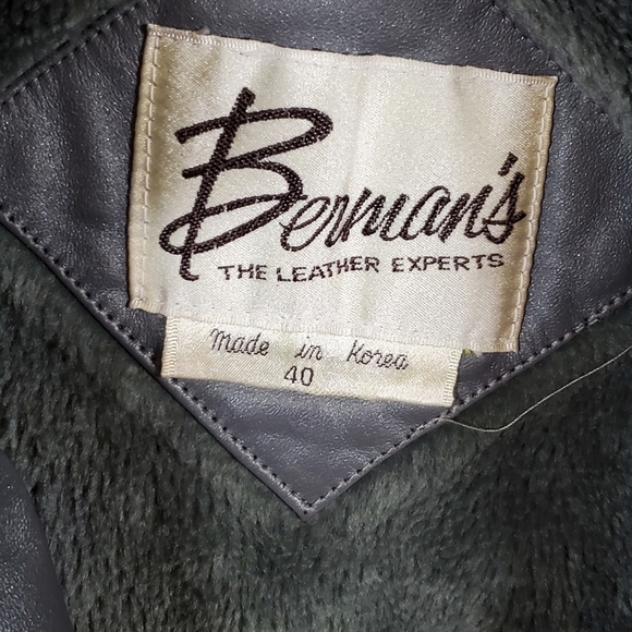 Bermans Gray Leather Jacket 80's - Picture 3 of 5